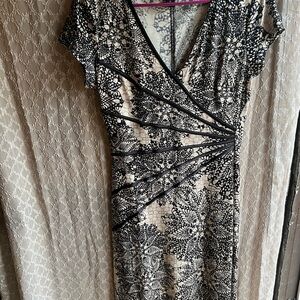 Elegant Black and Cream Lace Dress